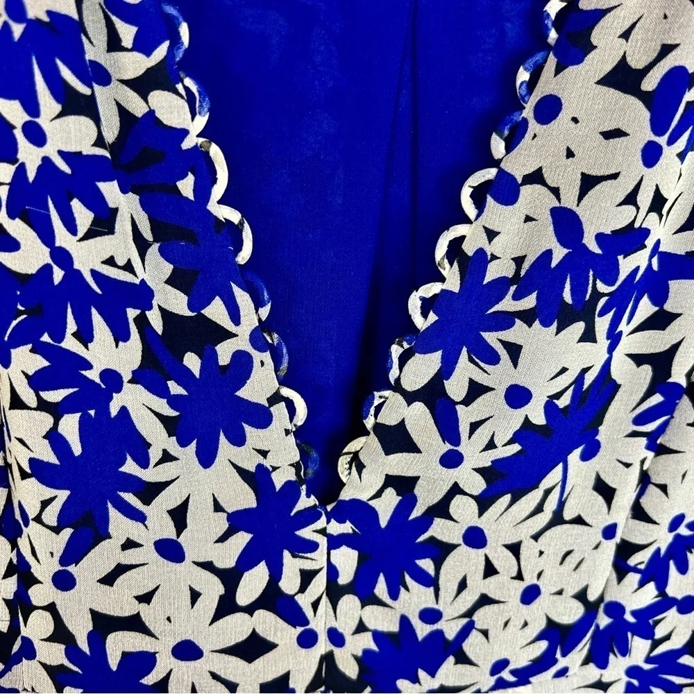 Diane von Furstenberg Aria Printed Silk Tunic Dress Blue Floral size 4 - Picture 4 of 11